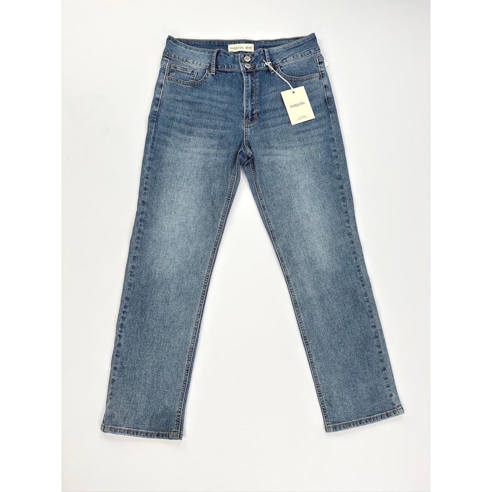 Indigo Six Relaxed Straight Leg Relaxed Skinny Jeans 30/10 Medium Denim Wash